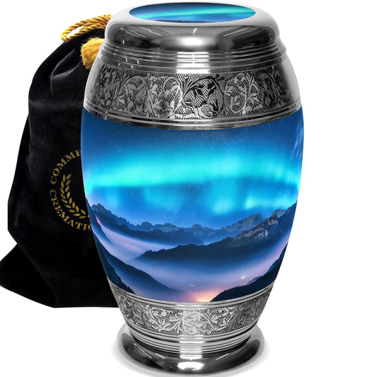 Aurora Borealis Cremation Urn for Ashes for Women - Personalized Cremation Urns for Human Ashes Adult Female Decorative Urns - Beautifully Handcrafted Medium Urn for Ashes for Women