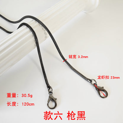 Metal Bag Chain With Woven Shoulder Strap For DIY